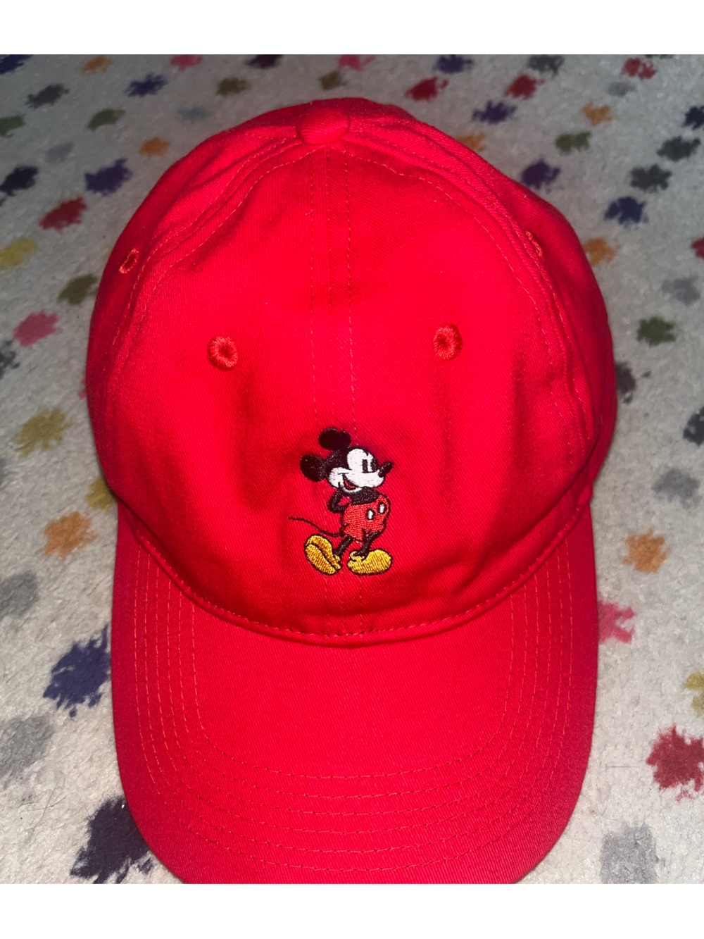 Disney Mickey Mouse bright red strap back ball cap with embroidered Mickey